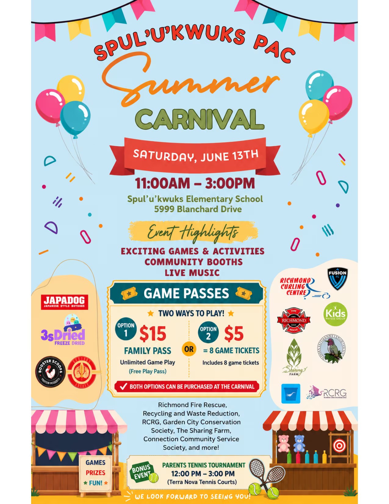 Spul'u'kwuks Elementary School Summer Carnival 2026 Event Poster - June 13, 11am to 3pm